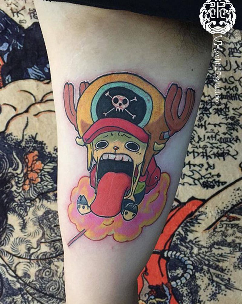 乔巴纹身图片_手臂New School海贼王乔巴纹身图案