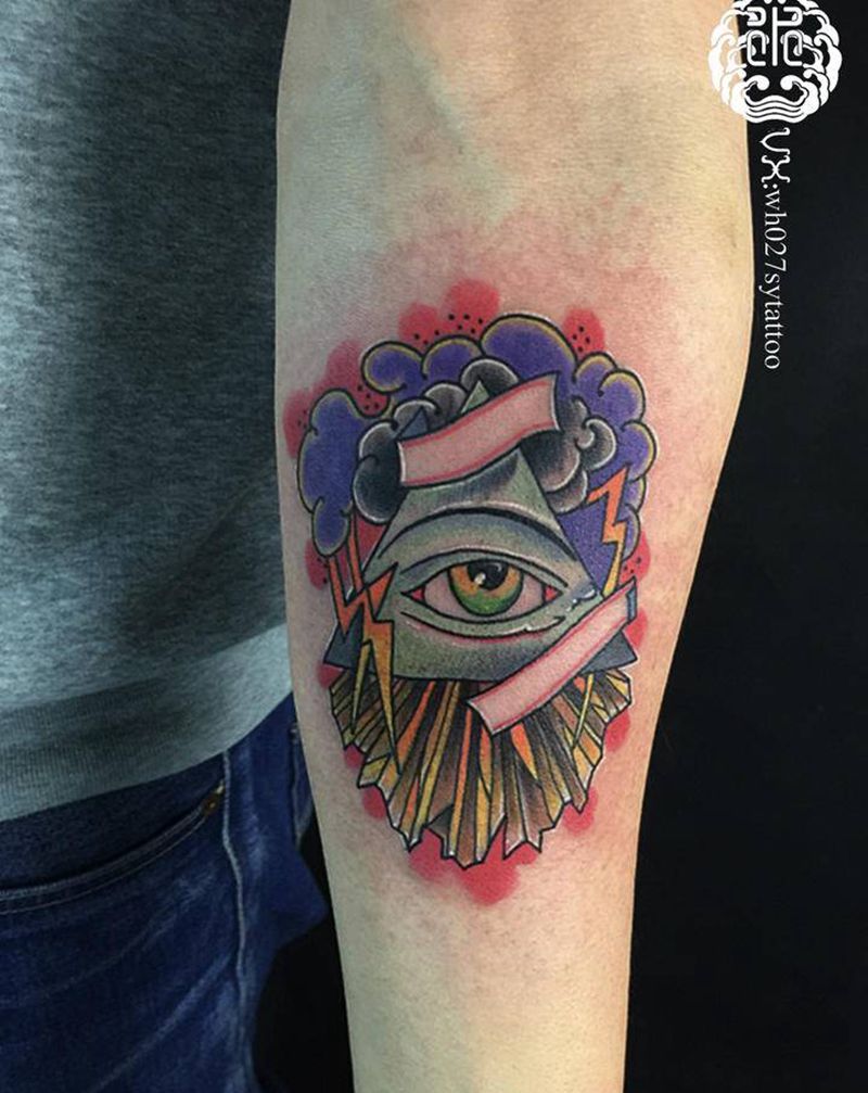 上帝之眼纹身图片_手臂New School上帝之眼眼睛纹身图案