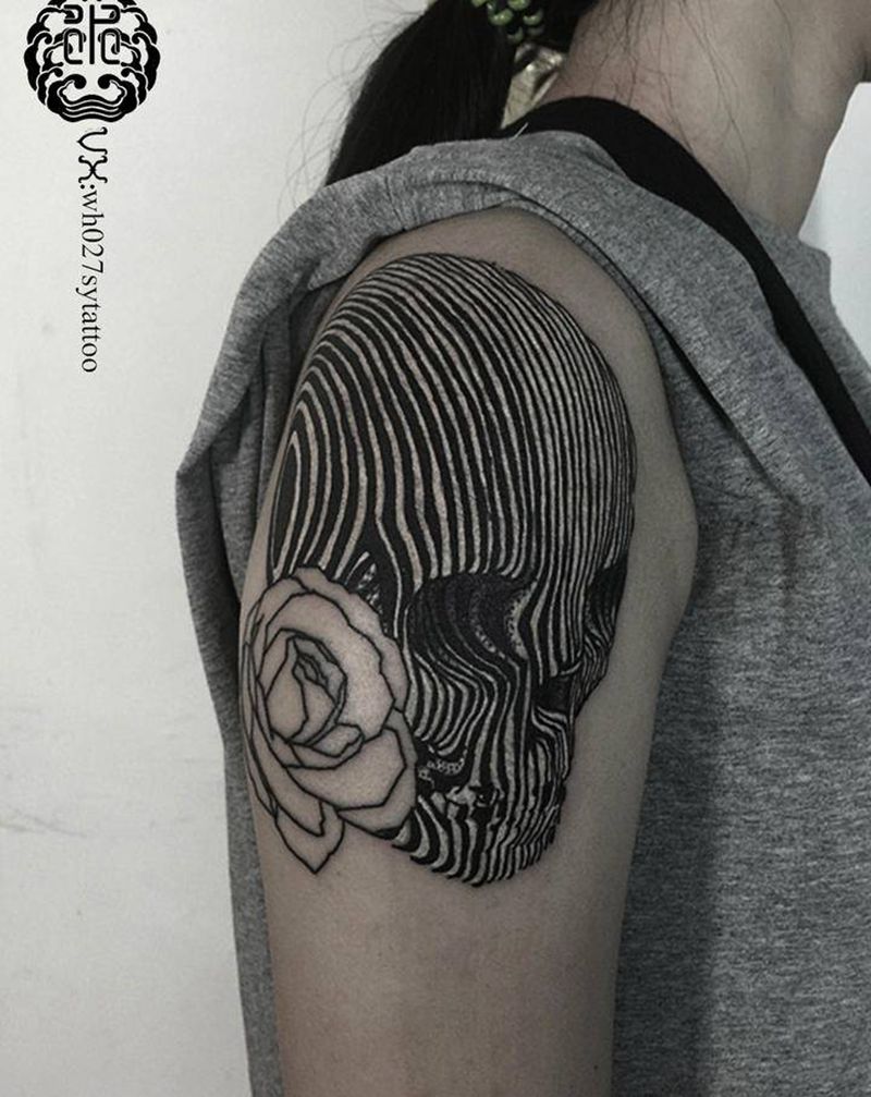 骷髅纹身图片_手臂图腾骷髅头骨纹身图案