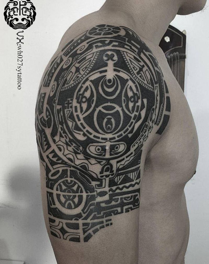 萨摩亚图腾纹身图片_手臂图腾萨摩亚the rock纹身图案