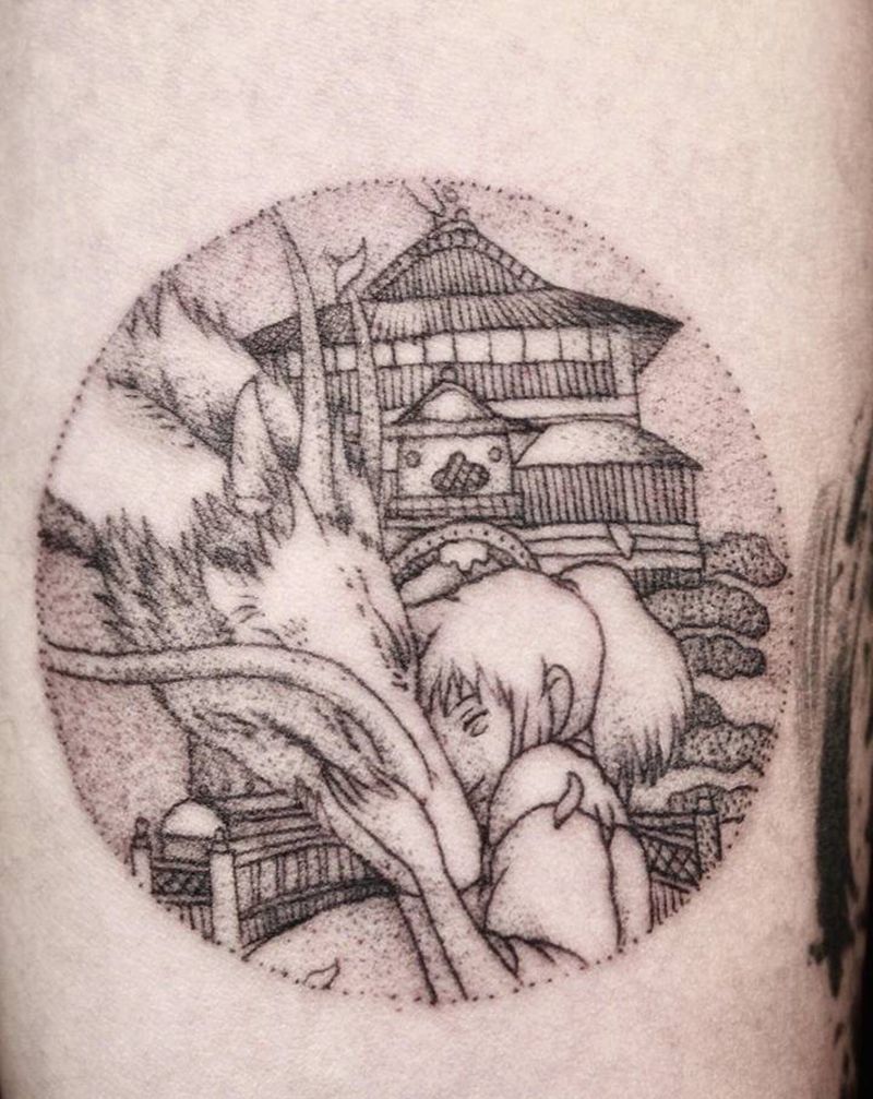 宫崎骏卡通纹身图片_手臂点刺纹身图案