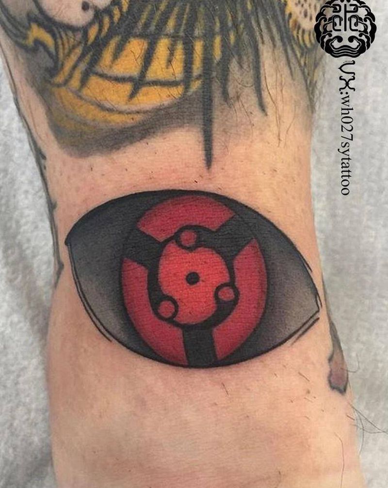 斑-血轮眼纹身图片_腿部New School火影火影忍者血轮眼纹身图案