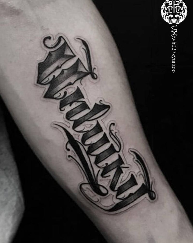 花体字纹身图片_手臂花体字花体字纹身图案