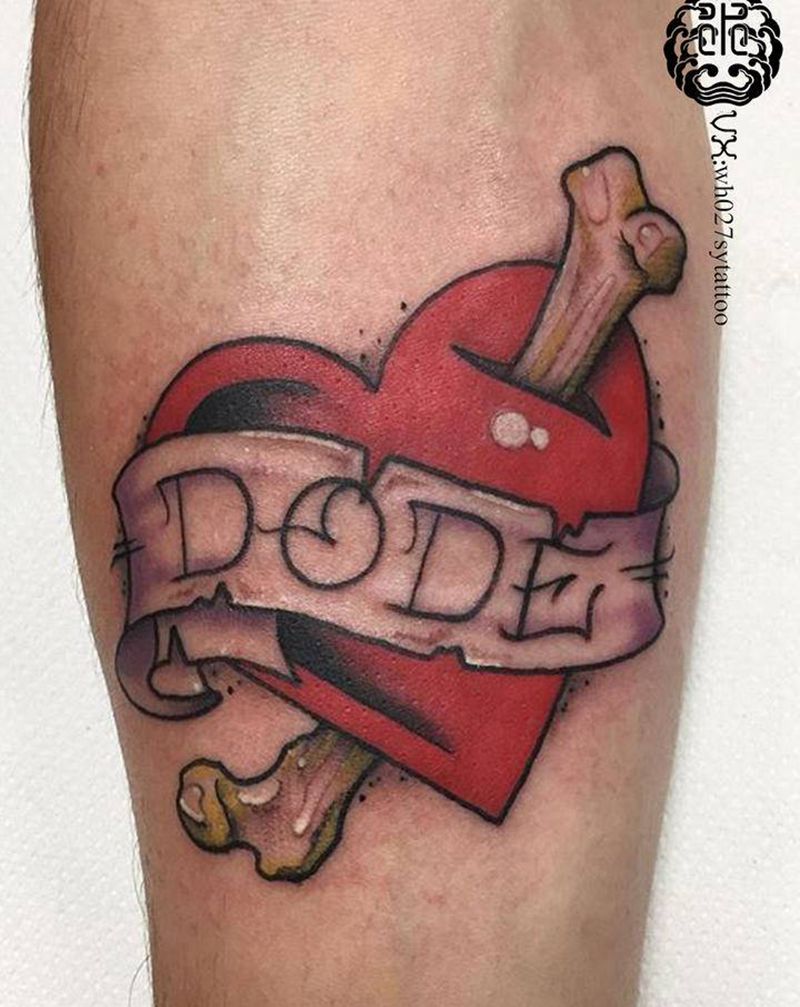 心/骨头纹身图片_手臂New School心骨头纹身图案