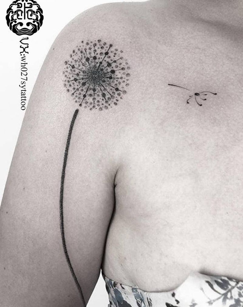 蒲公英纹身图片_手臂点刺蒲公英纹身图案