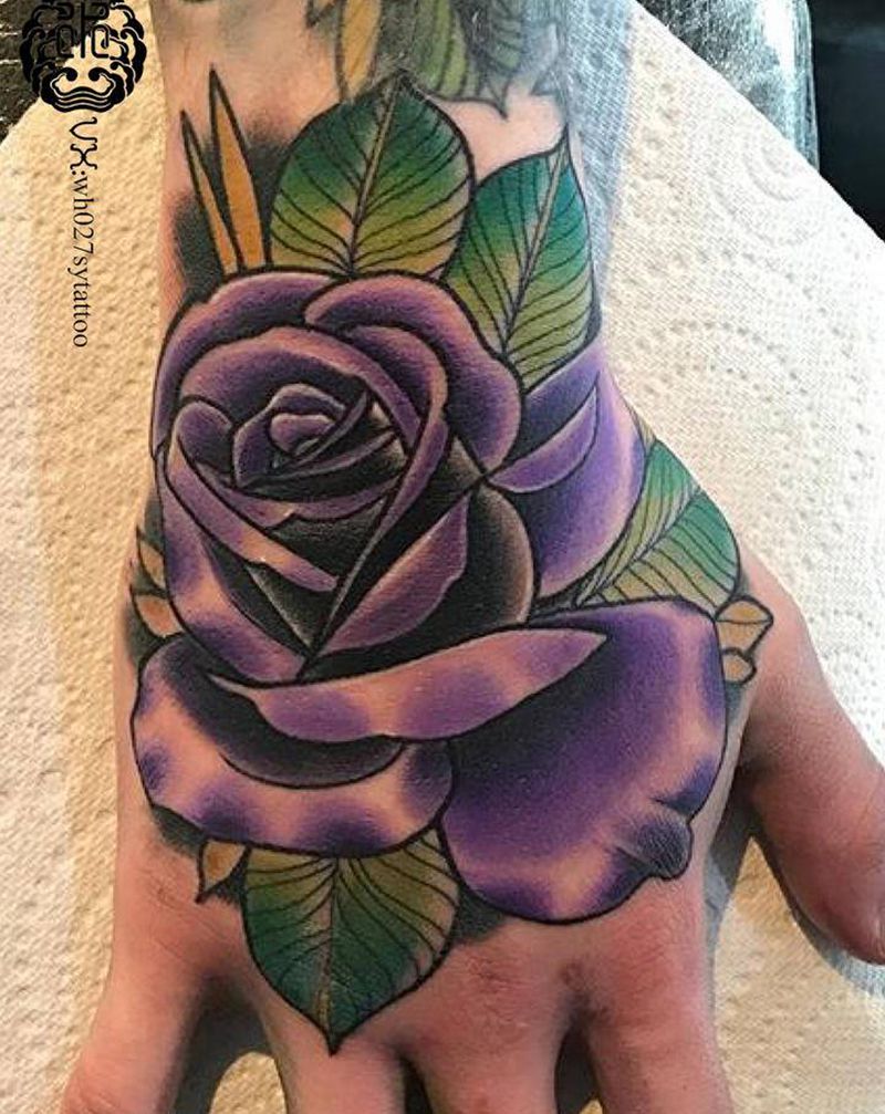 玫瑰纹身图片_手部New School玫瑰纹身图案