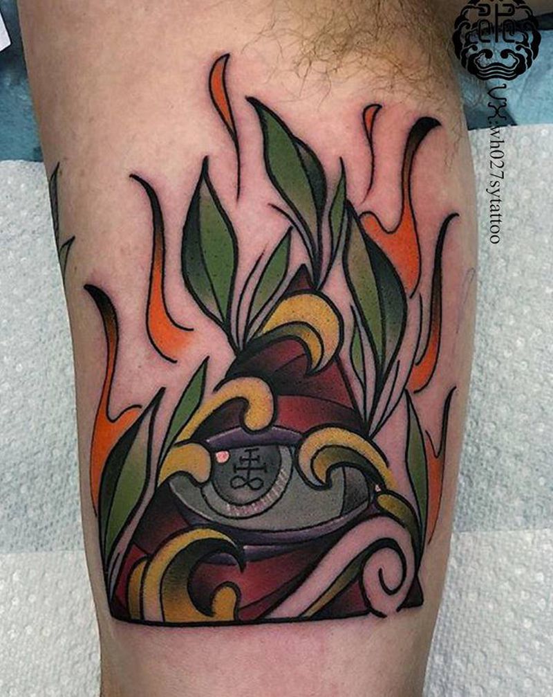 上帝之眼纹身图片_手臂New School上帝之眼三角形眼睛纹身图案