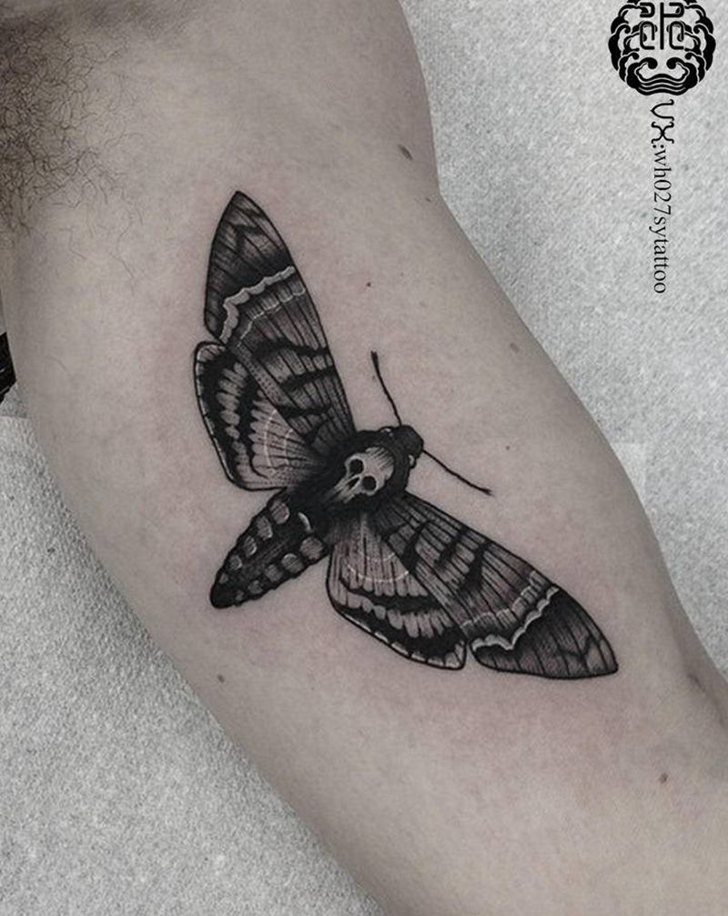 鬼蛾纹身图片_手臂欧美写实鬼蛾蛾纹身图案