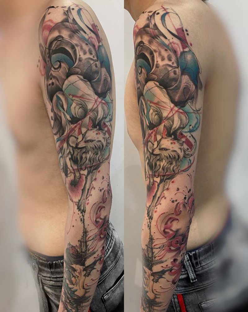 九尾狐纹身图片_手臂手部九尾狐纹身图案