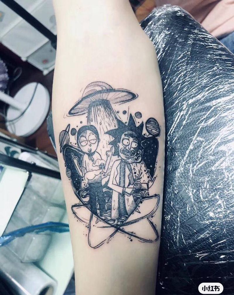 瑞克与莫蒂纹身图片_手臂欧美写实纹身图案
