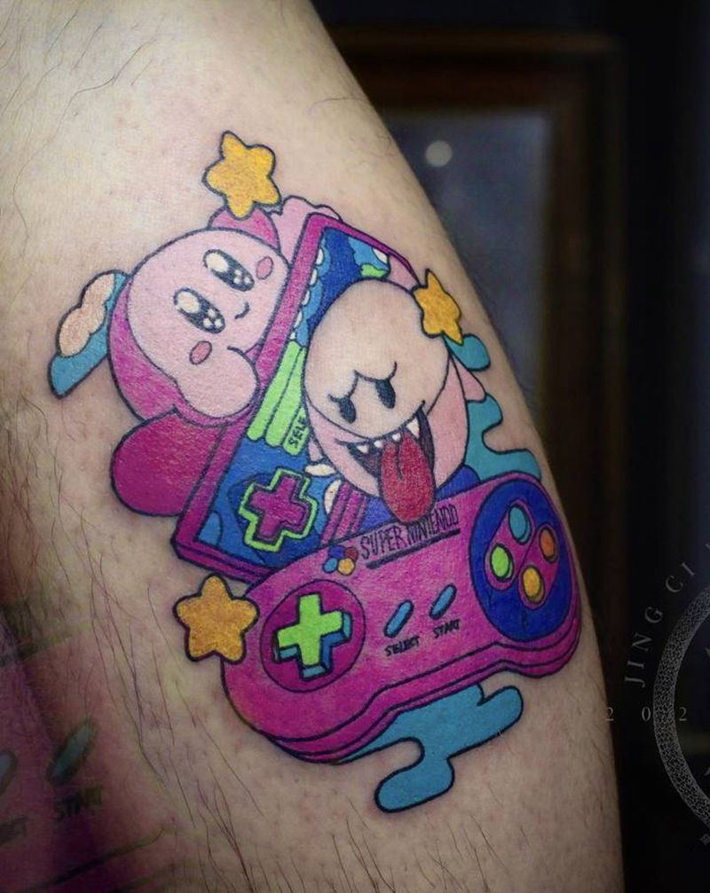 卡通纹身图片_腿部New School纹身图案