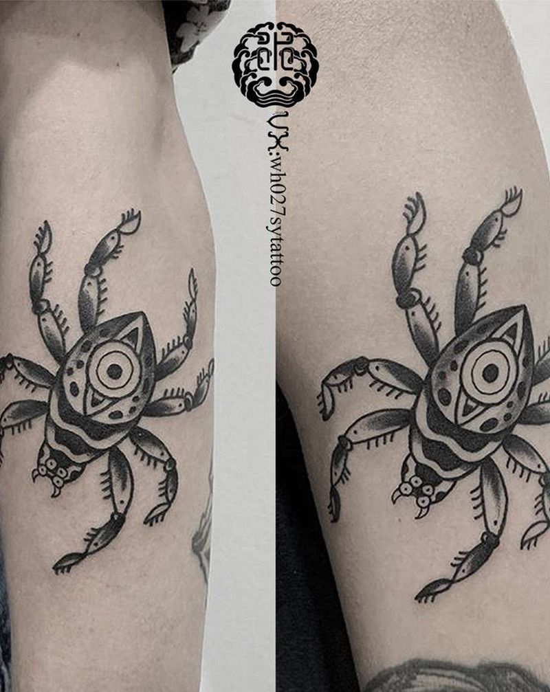 蜘蛛（情侣）纹身图片_手臂Old School蜘蛛纹身图案