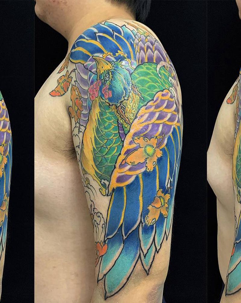 古有-玄鸟纹身图片_手臂新传统凤凰燕子玄鸟纹身图案