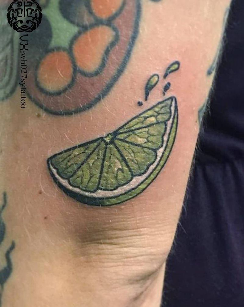 柠檬纹身图片_手臂New School柠檬水果纹身图案