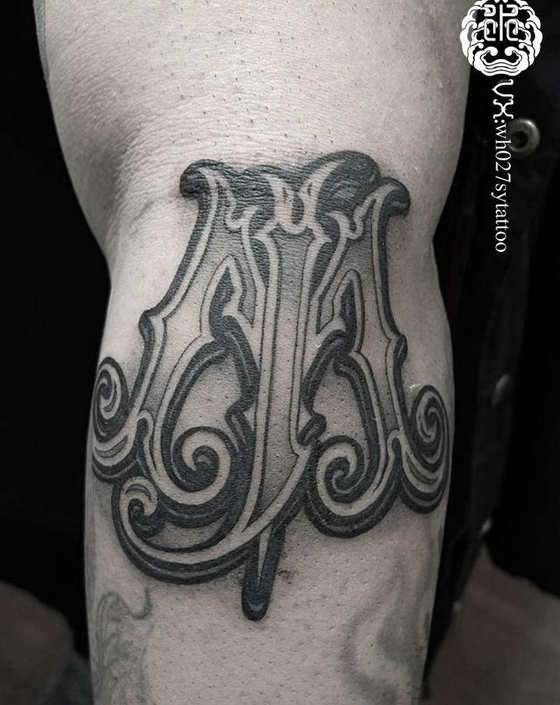 M纹身图片_手臂花体字纹身图案