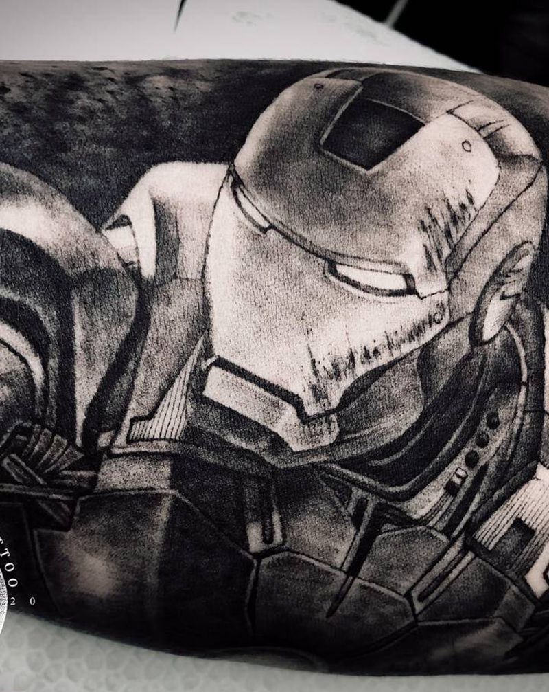 钢铁侠写实纹身图片_手臂欧美写实纹身图案