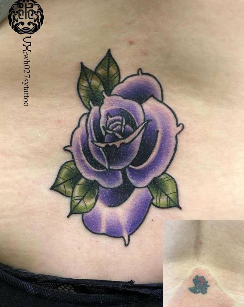 玫瑰纹身图片_腰部New School玫瑰纹身图案