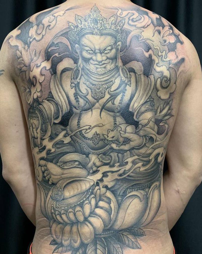 黄财神纹身图片_背部纹身图案