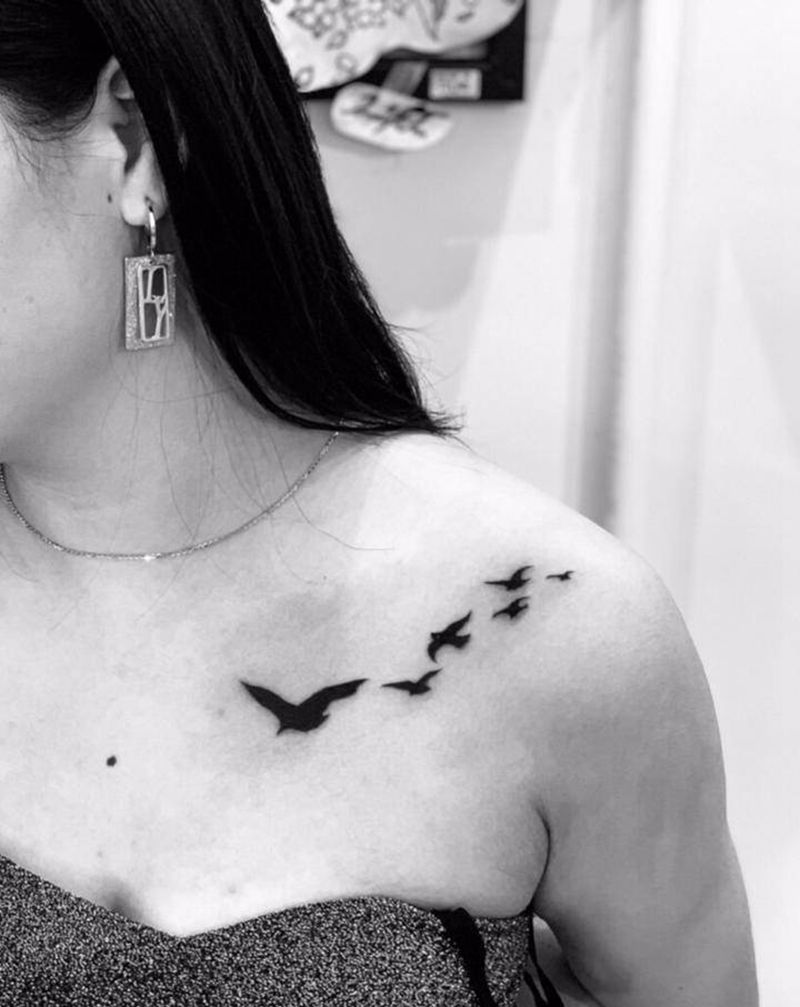 今日作品更新#海鸥#小清新纹身图片_胸部小清新纹身图案