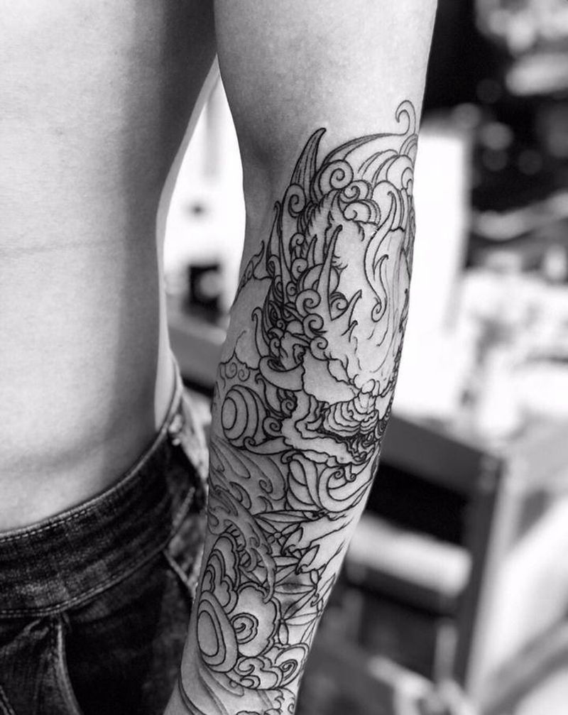 唐狮#进度中…纹身图片_手臂新传统神话纹身图案