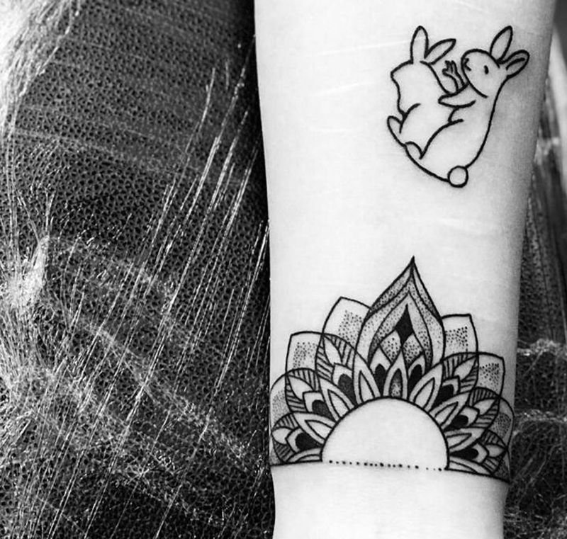 今日作品更新#点刺#梵花#啪啪纹身图片_手臂几何点刺梵花纹身图案