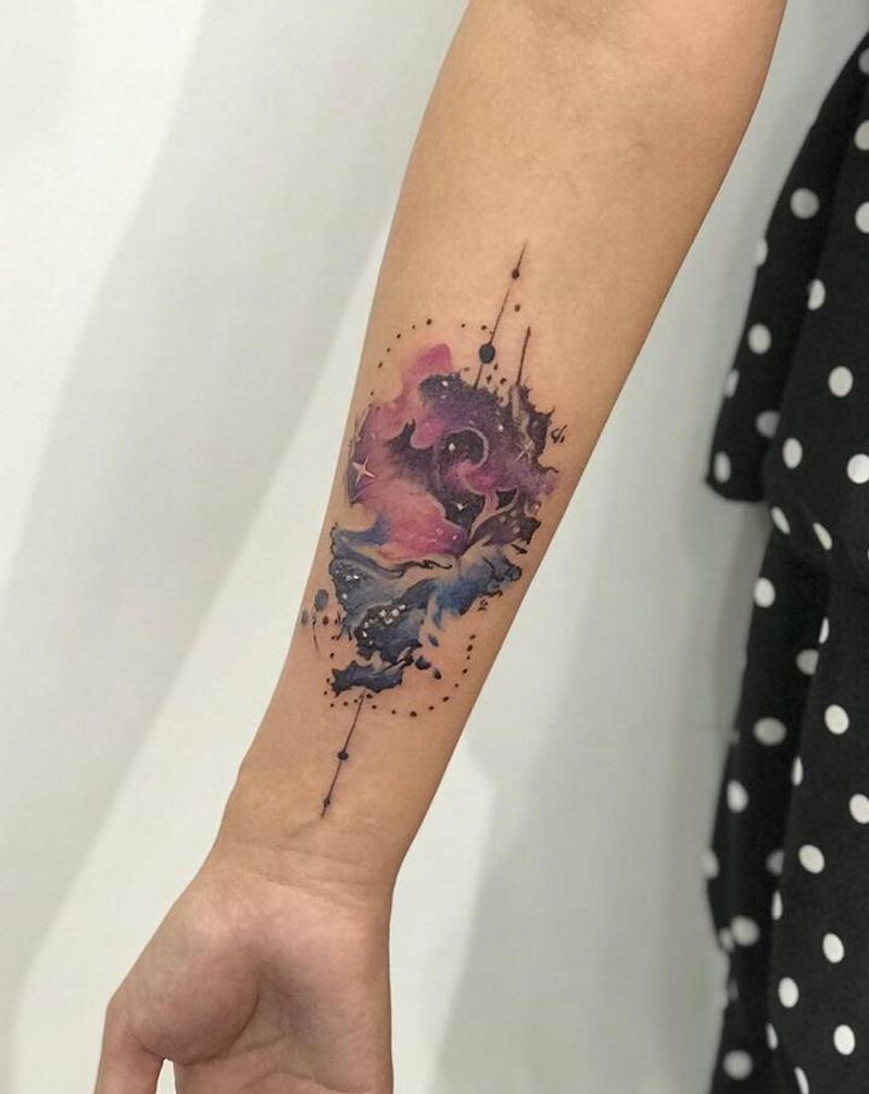 #遮盖#今日作品更新# 泼墨#纹身图片_手臂水彩水墨纹身图案