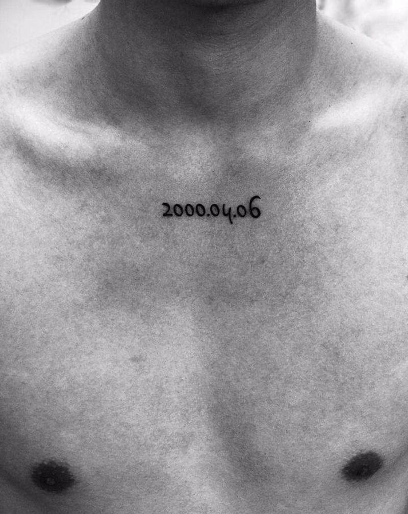 今日作品更新#重要的日期纹身图片_胸部花体字数字纹身图案