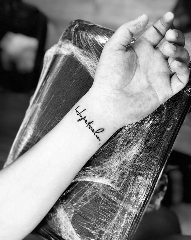 今日作品更新#希望&宽容纹身图片_手部花体字花体字纹身图案