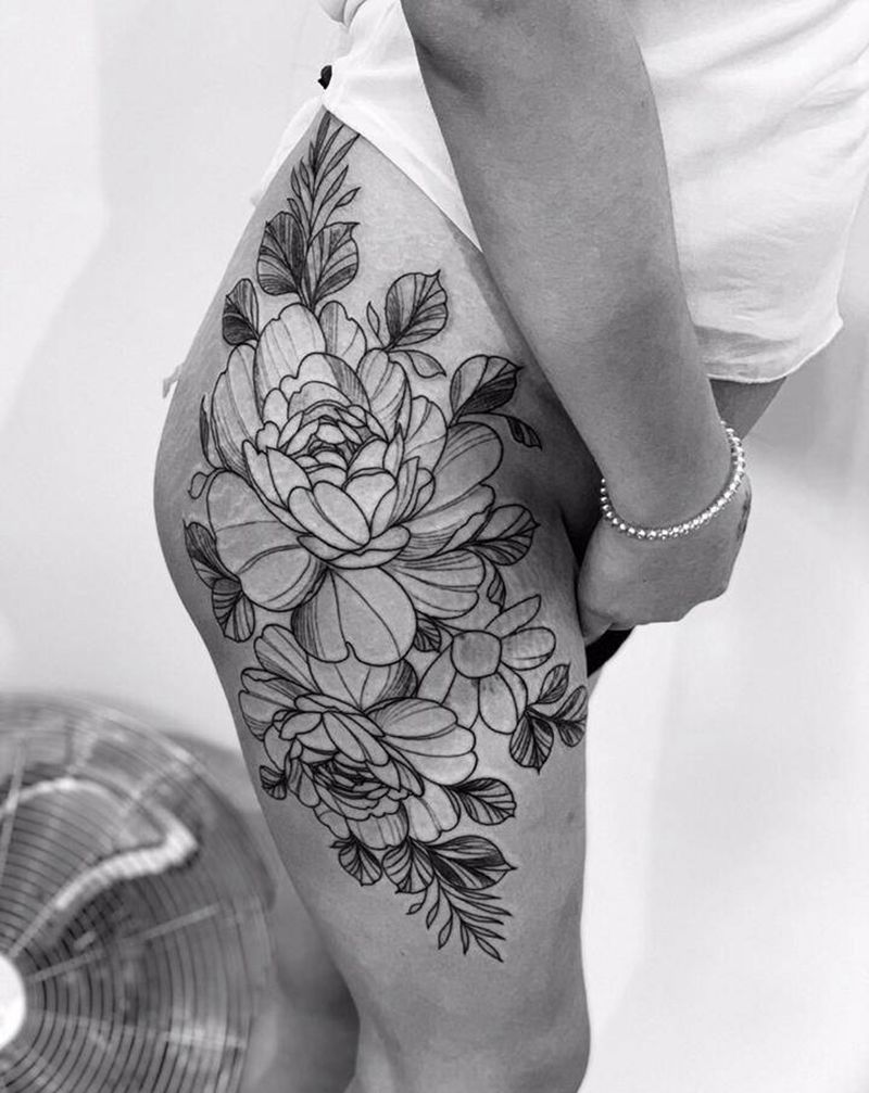 今日作品更新#素花#进行中…纹身图片_腿部点刺纹身图案