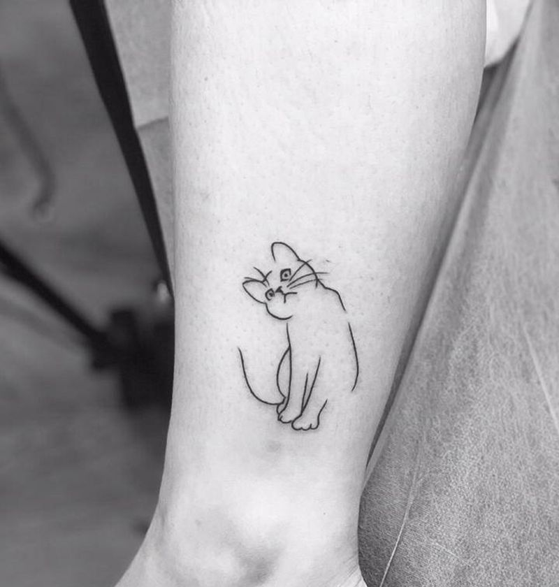 今日作品更新#花体字 小猫咪#纹身图片_手臂脚部花体字纹身图案