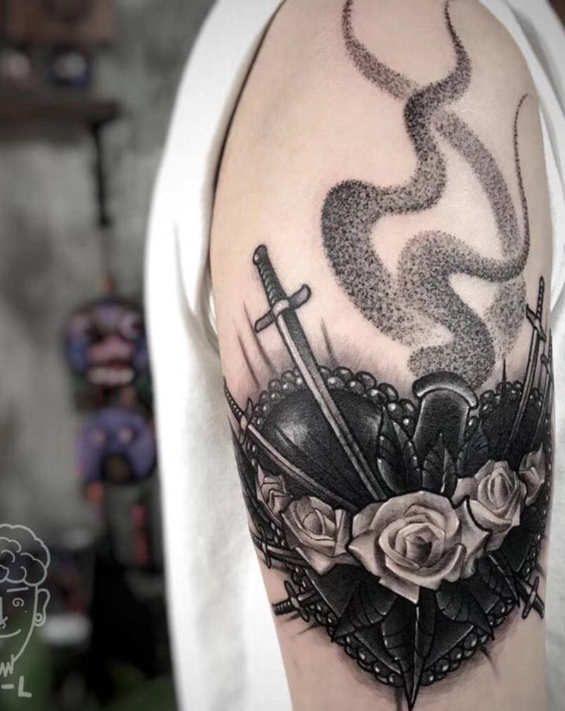 杀死前男友系列纹身图片_手臂New School纹身图案