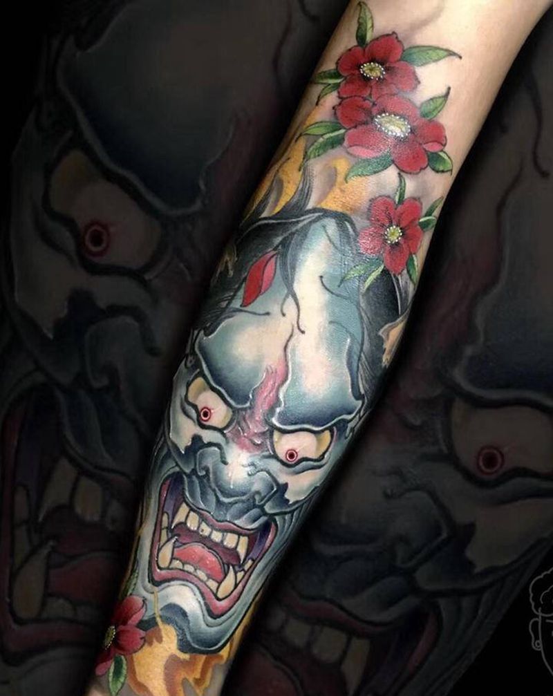 般若纹身图片_手臂新传统纹身图案