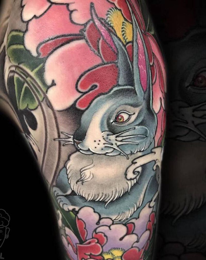 新传统兔子纹身图片_手臂新传统兔子 传统纹身图案