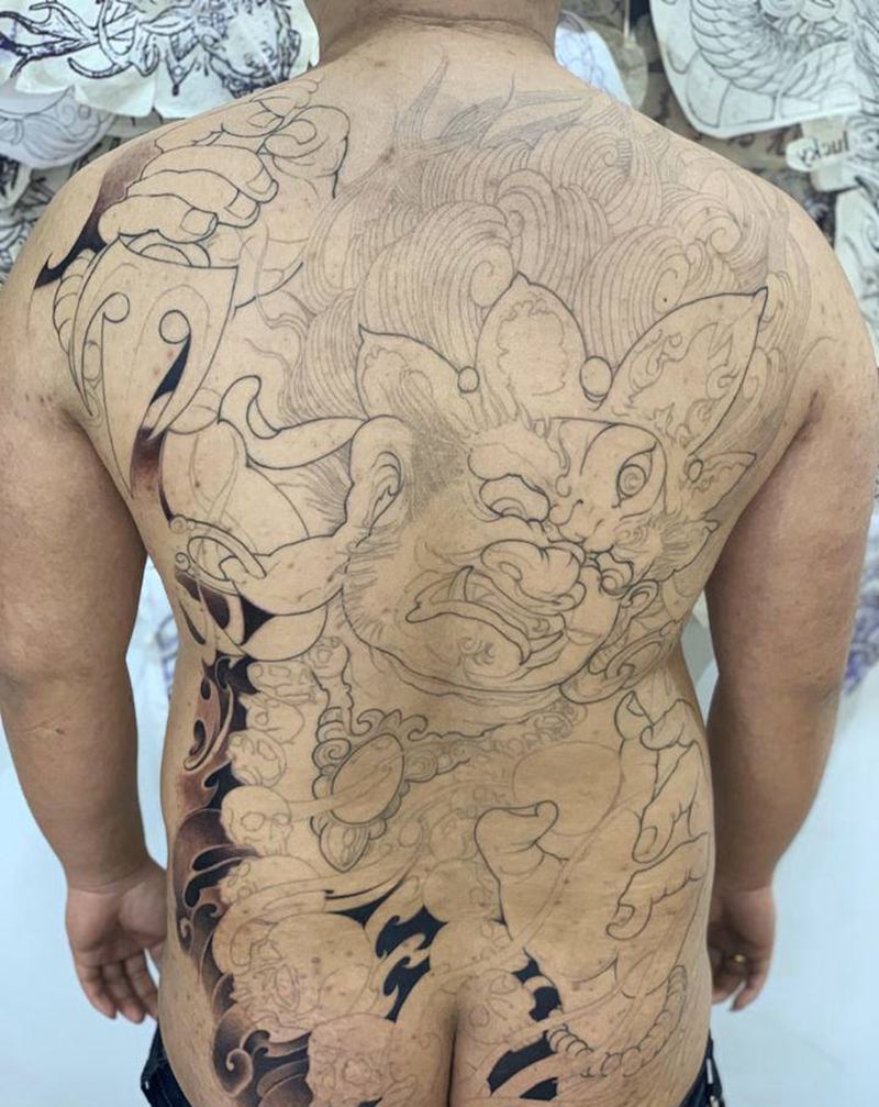 #今日作品更新#大黑天#纹身图片_背部新传统大黑天纹身图案