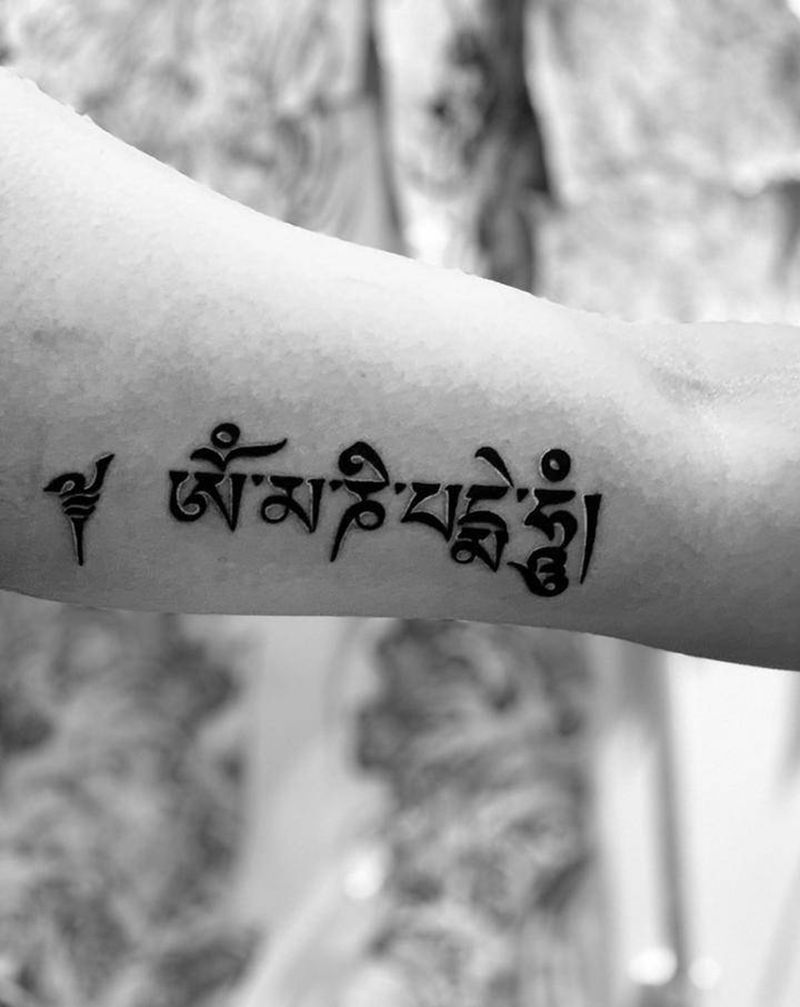 今日作品更新#六字真言#纹身图片_手臂图腾六字真言纹身图案