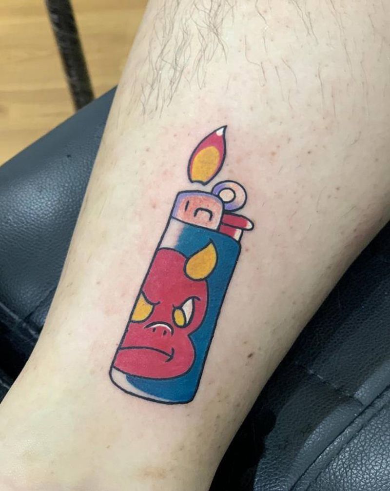 刺锦堂纹身#华丽处女作#纹身图片_腿部Old School纹身图案