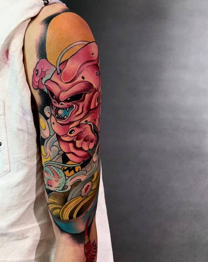 work 魔人布欧纹身图片_手臂New School魔人布欧纹身图案