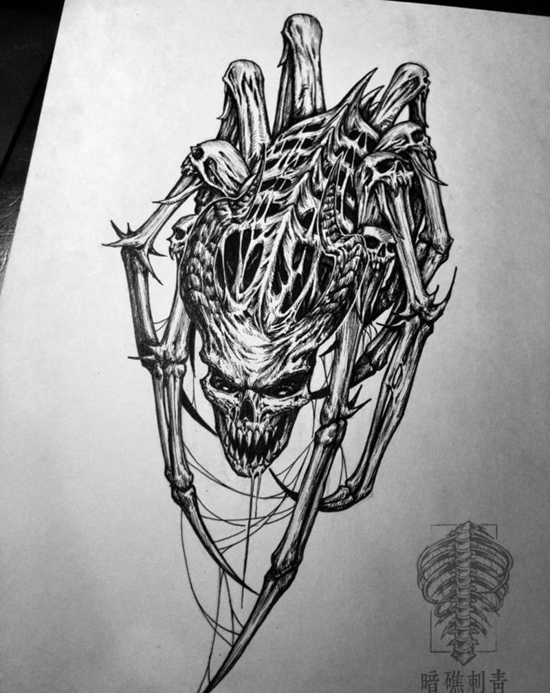 虫，可约纹身图片_手稿纹身图案