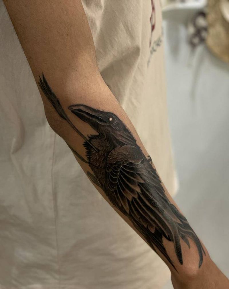 【今日作品更新】 #黑暗系 渡纹身图片_手臂欧美写实纹身图案