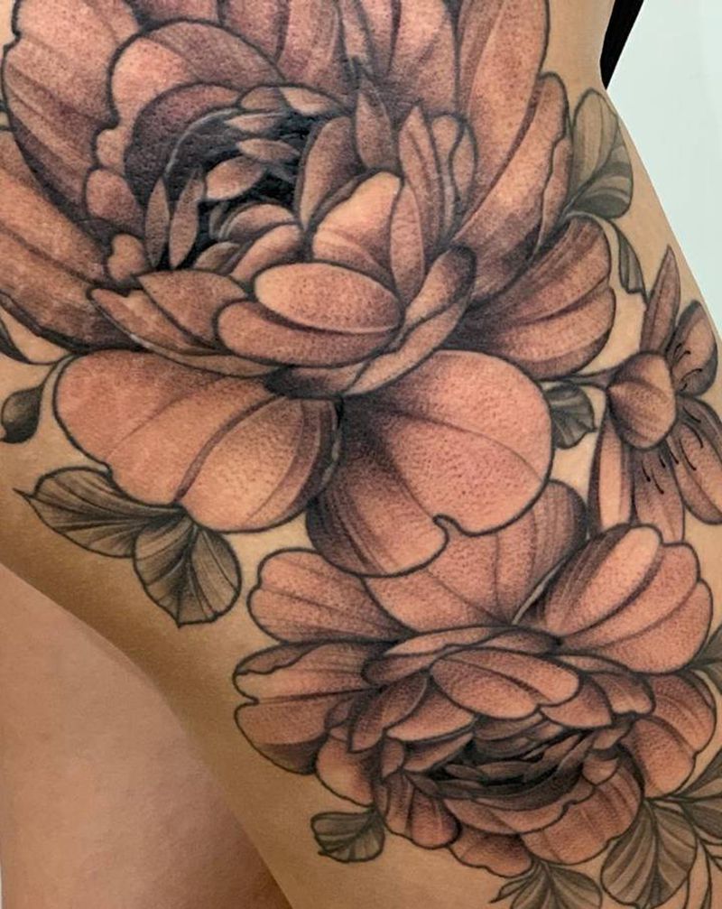 今日作品更新#素花#纹身图片_腿部点刺素花纹身图案