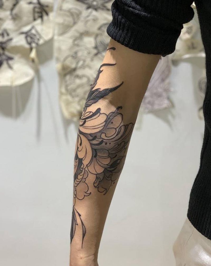 【今日作品更新】 #牡丹#纹身图片_手臂点刺牡丹纹身图案