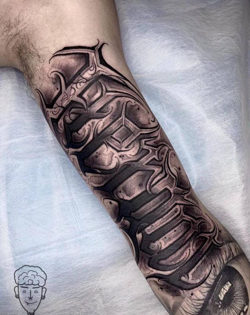 英文花体字纹身图片_手臂花体字纹身图案