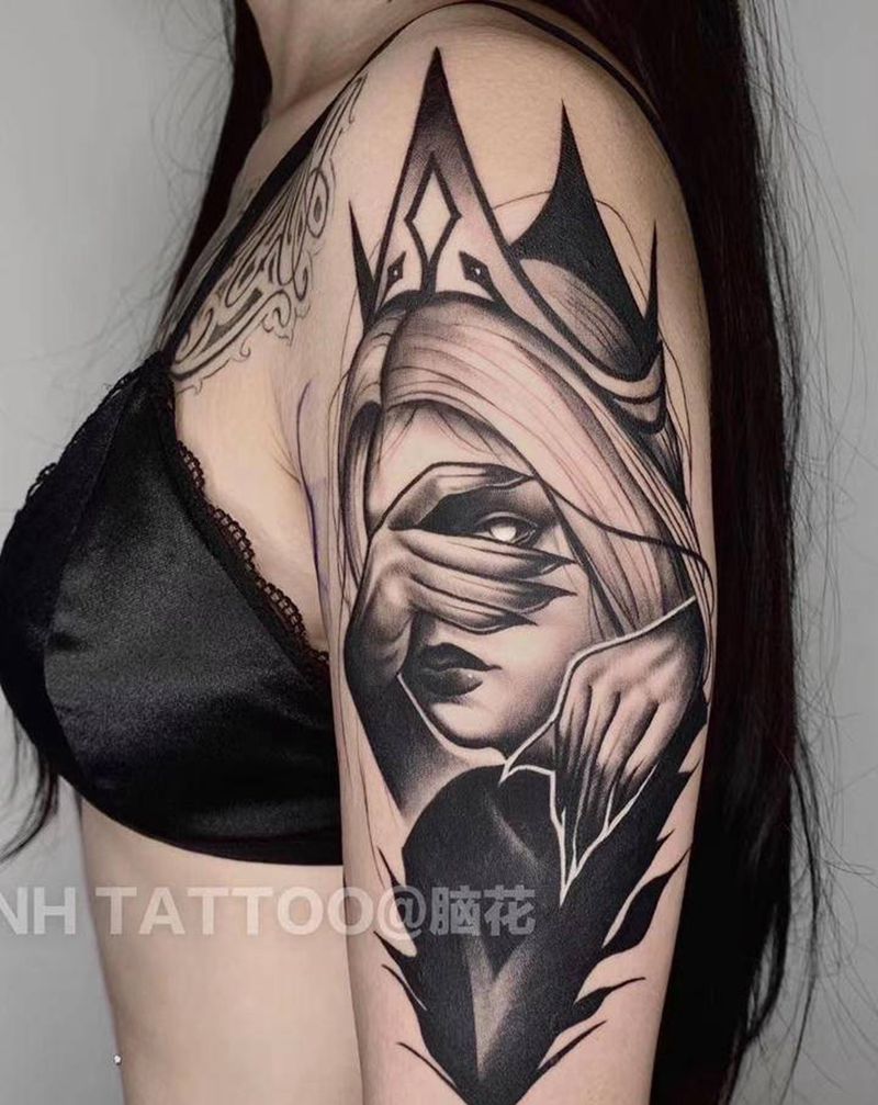 暗黑女纹身图片_手臂纹身图案