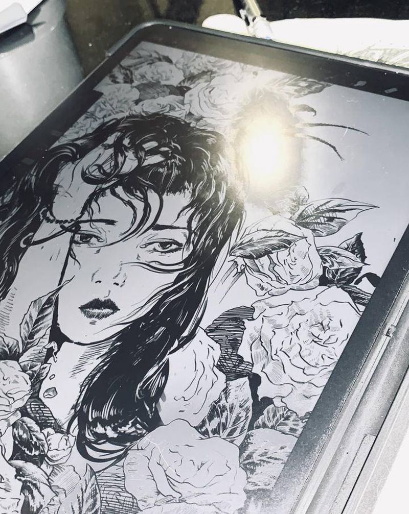 草稿纹身图片_手臂New School水彩动漫女生清新纹身图案