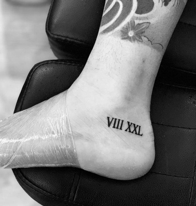 #今日作品更新# #神秘的生日纹身图片_脚部图腾罗马数字纹身图案
