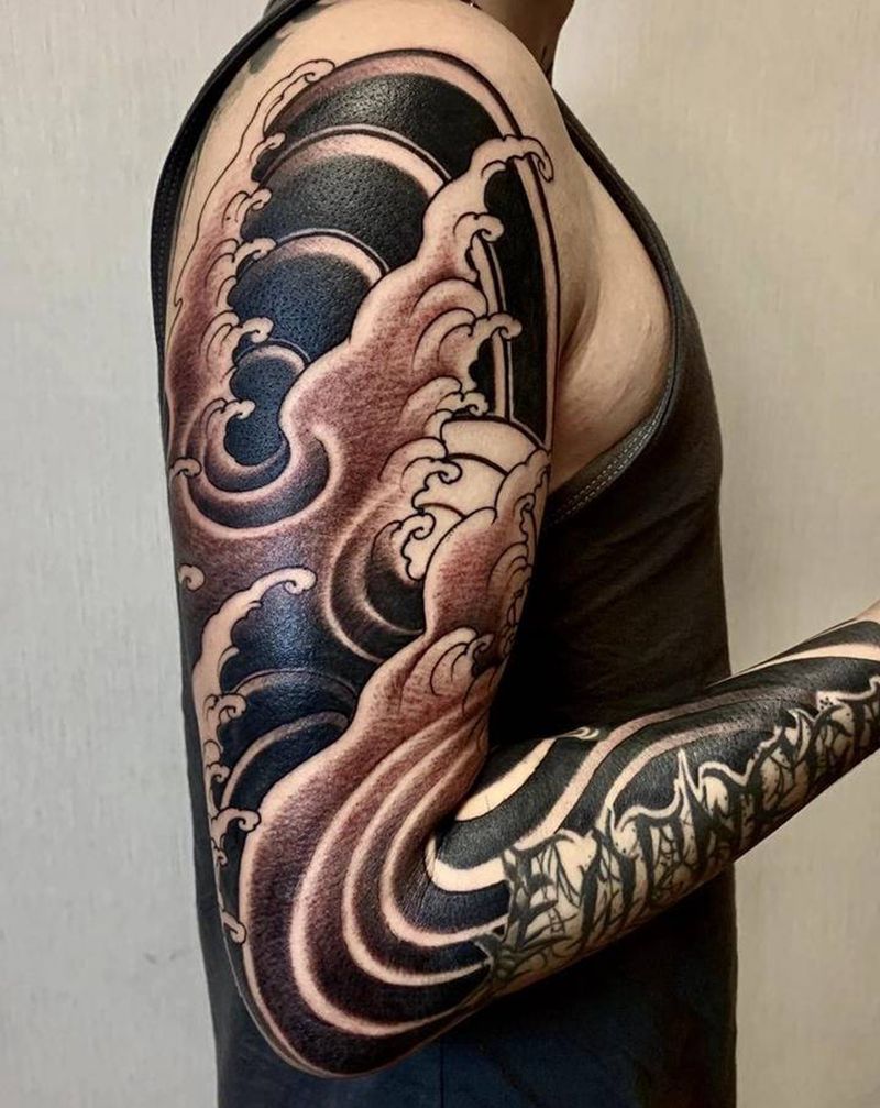 浪 未完纹身图片_新传统纹身图案