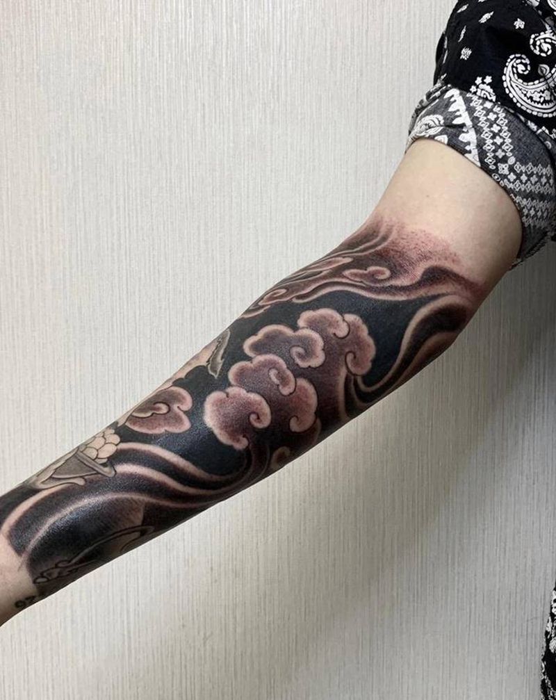 象神纹身图片_手臂新传统纹身图案