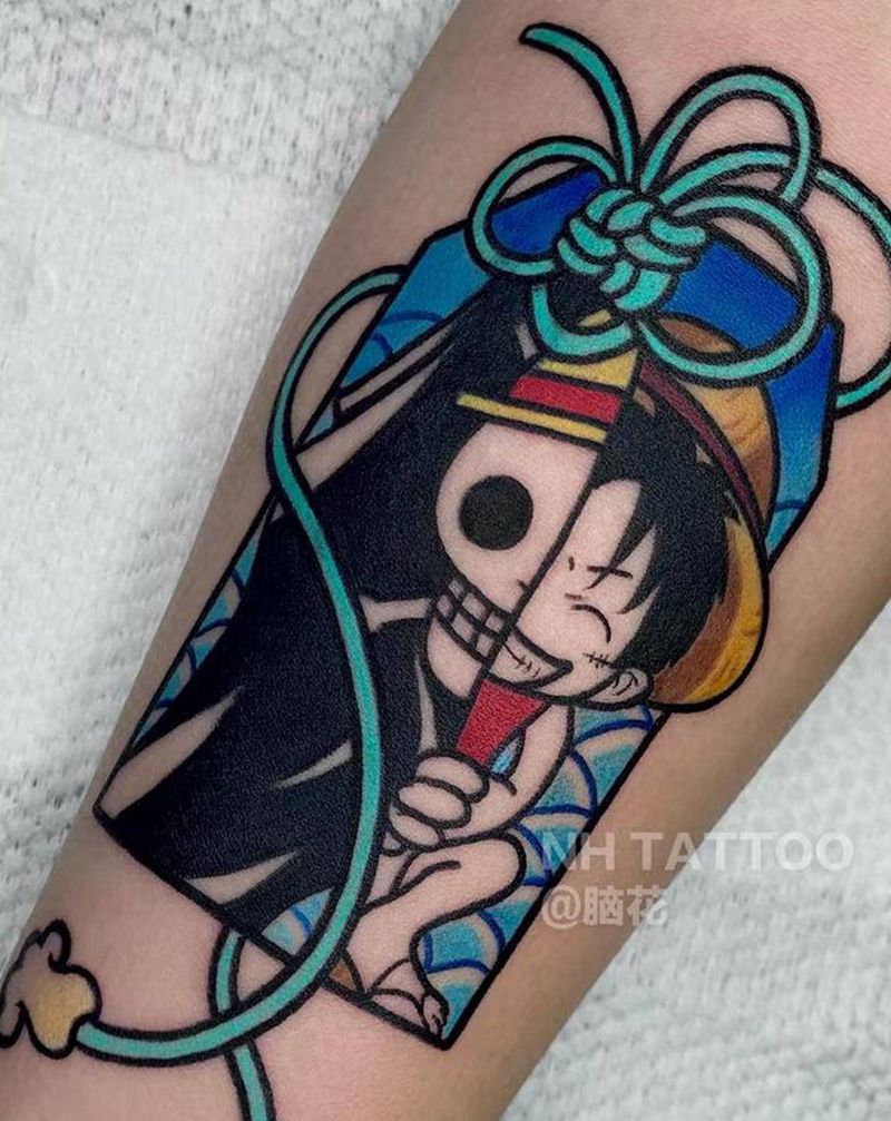 遮盖·路飞纹身图片_手臂New School纹身图案