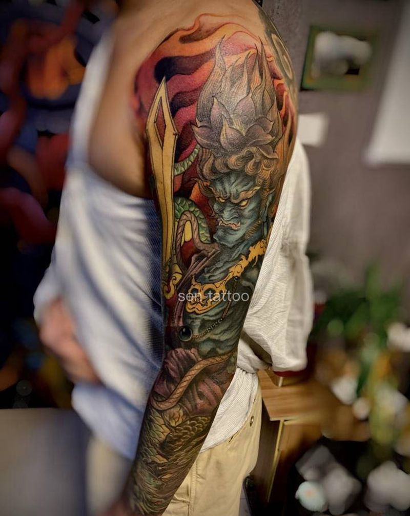 【不动明王 龙凤】纹身图片_新传统纹身图案