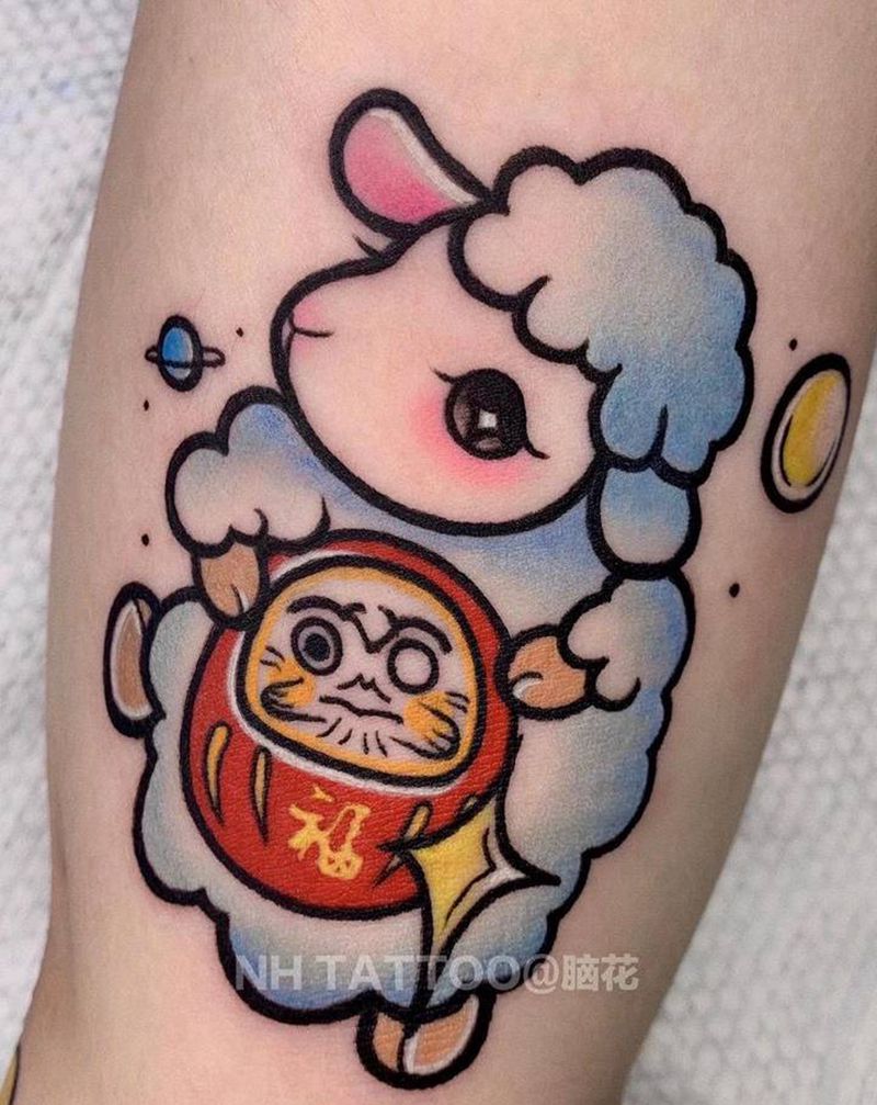 咩咩纹身图片_手臂New School纹身图案